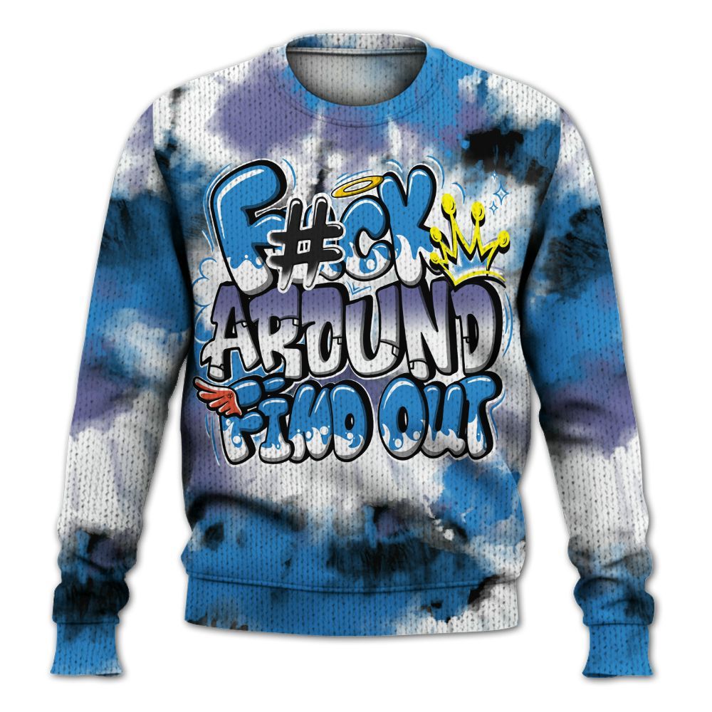 Knitted Sweater To Match Hi-Res Blue 700s - Tie Dye FK Around Find Out