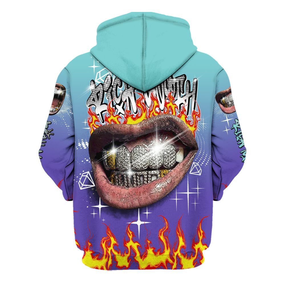 Hoodie To Match Low Hornets 1s - Rich Mouth Fire Rap Retro 90s All Over Print