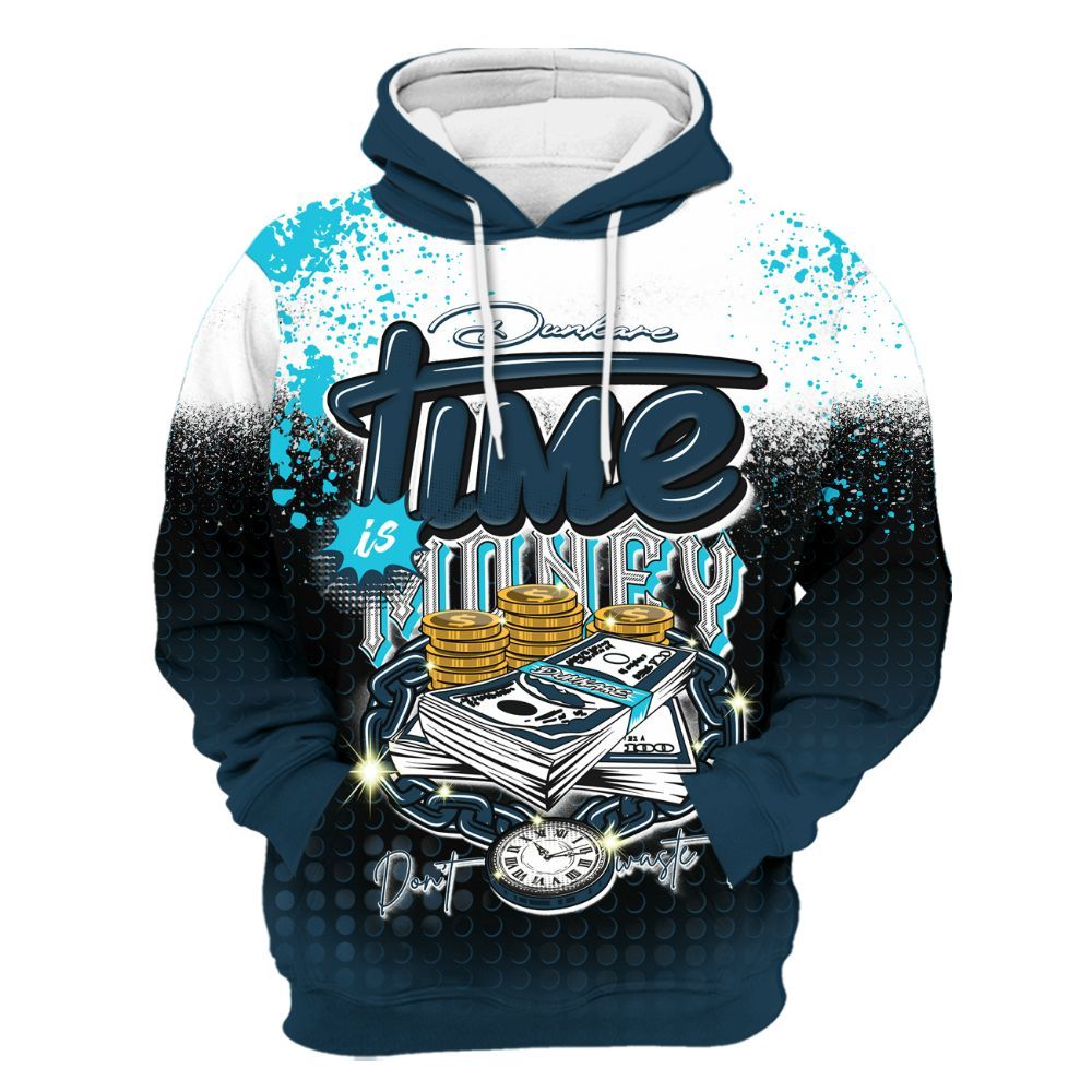 Hoodie To Match Air Navy Baltic Blue - Halftone Time Is Money All Over Print