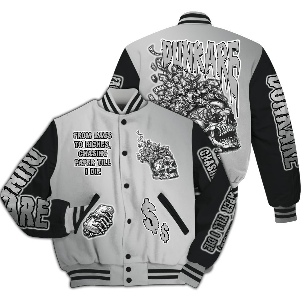 Varsity Jacket To Match Metallic Silver 14s - From Rags To Riches All Over Print