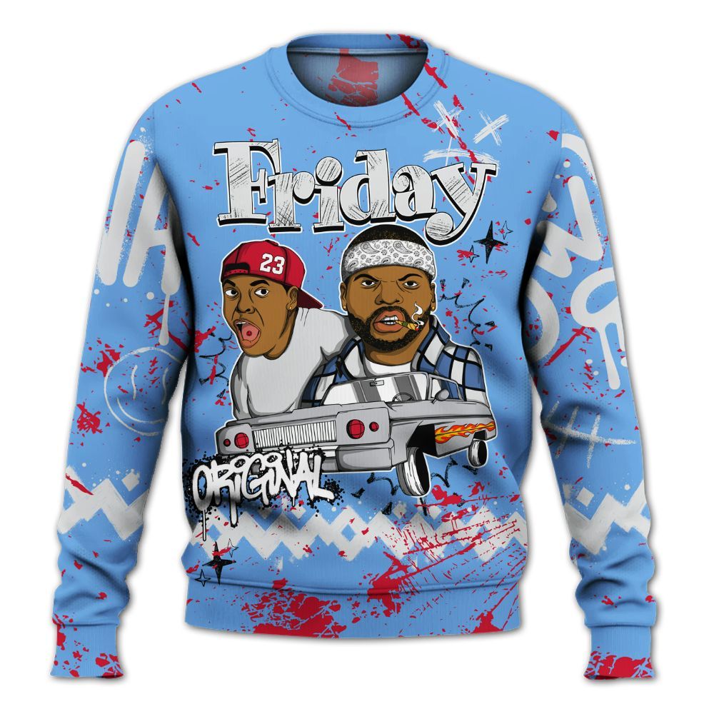 Sweatshirt To Match University Blue 6s - Friday Sneaker Crayon All Over Print