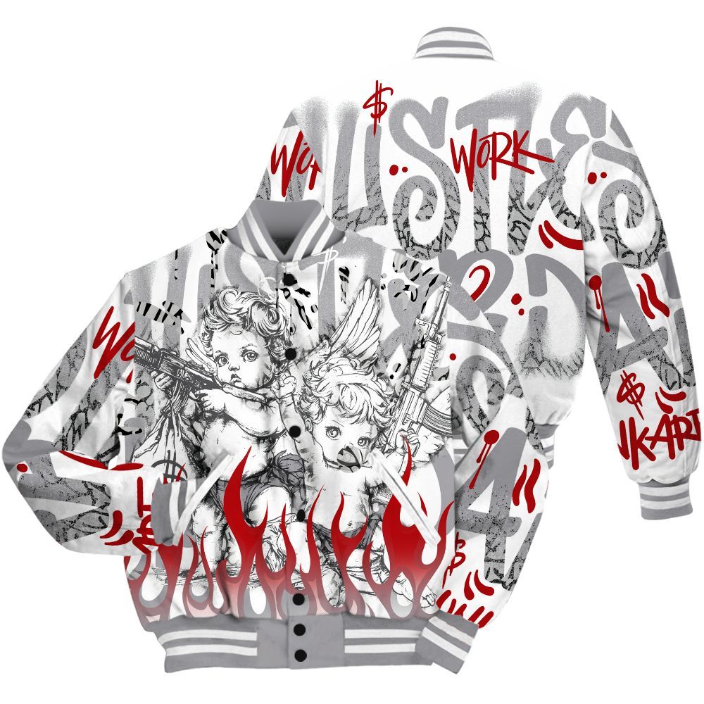 Varsity Jacket To Match Cement Grey 3s Shirt, Angel Hustle Hard All Over Print