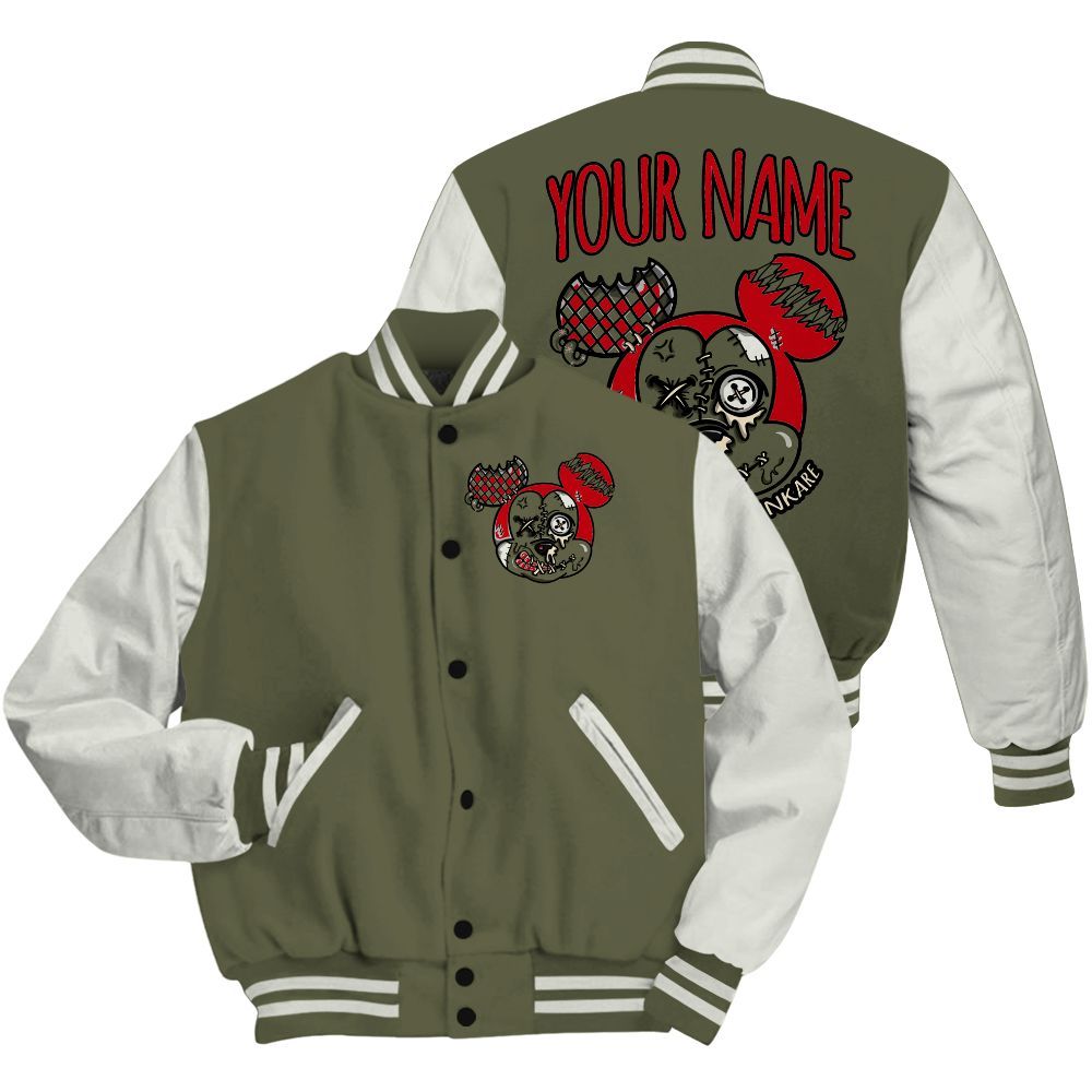 Varsity Jacket To Match Low OG Medium Olive 1s - Custom Name Got Em Drip All Over Print