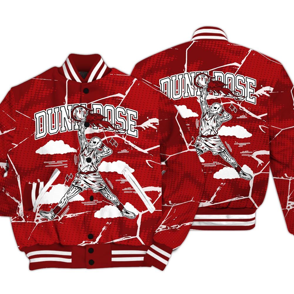 Varsity Jacket To Match Red Taxi 12s - Pose Skeleton Crack Varsity Jacket Unisex