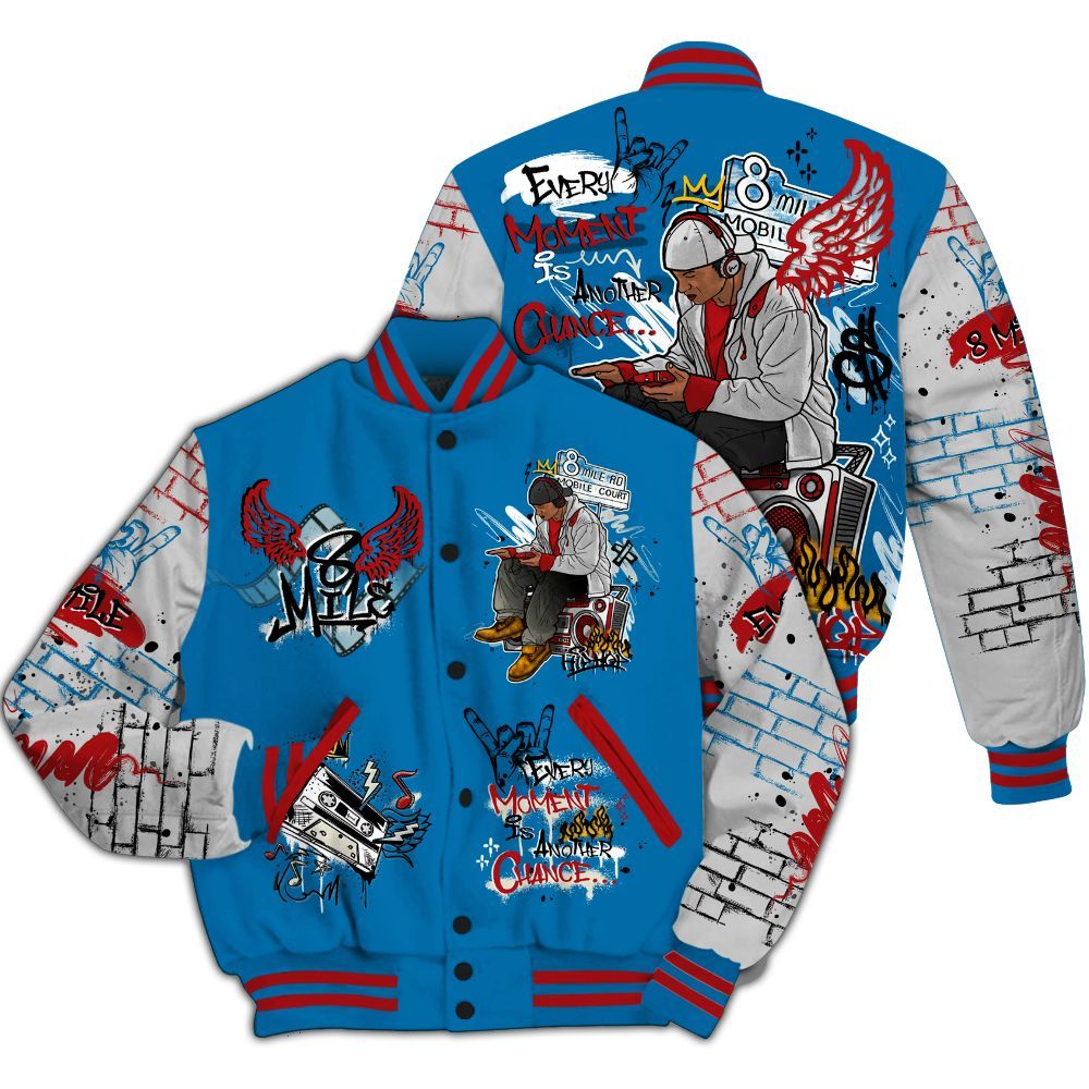 Varsity Jacket To Match Rare Air 3s - 8Mile Movie Graffiti All Over Print