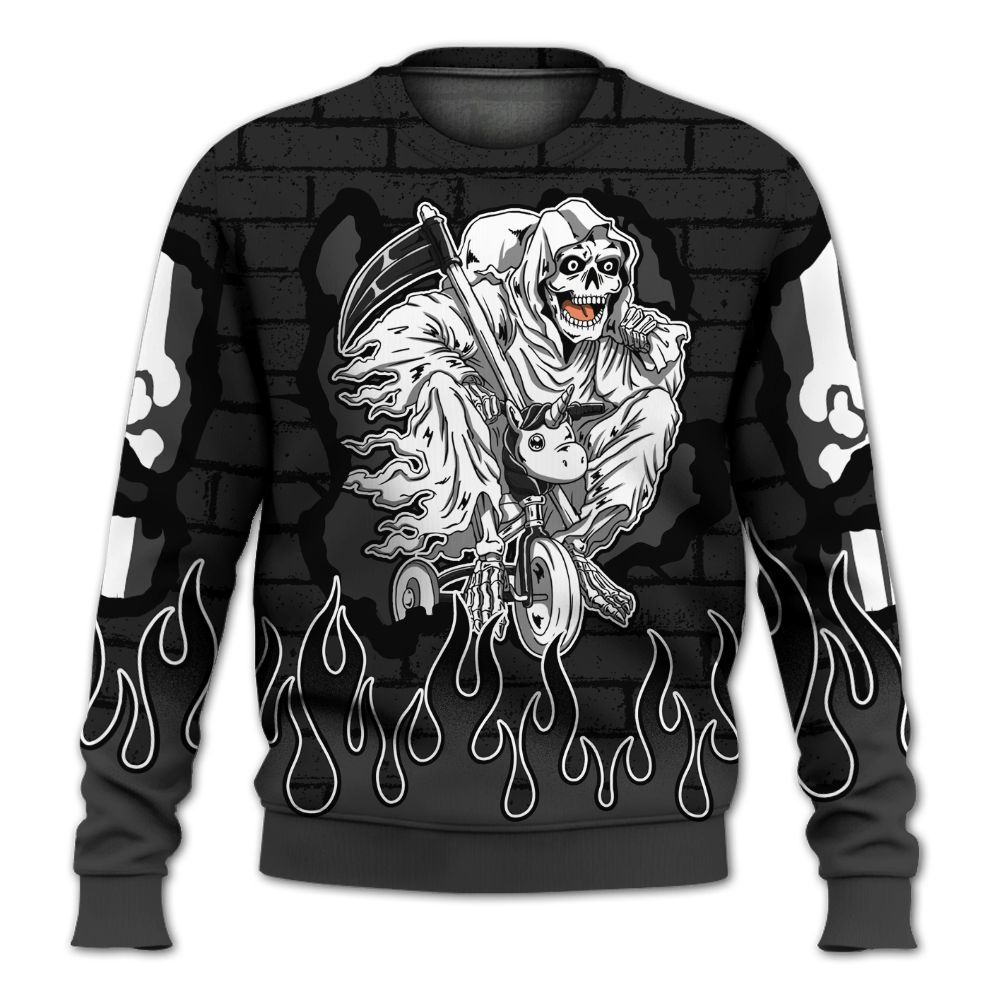 Sweatshirt To Match Black Cat NET 4s - Self Make Skeleton Crashed All Over Print