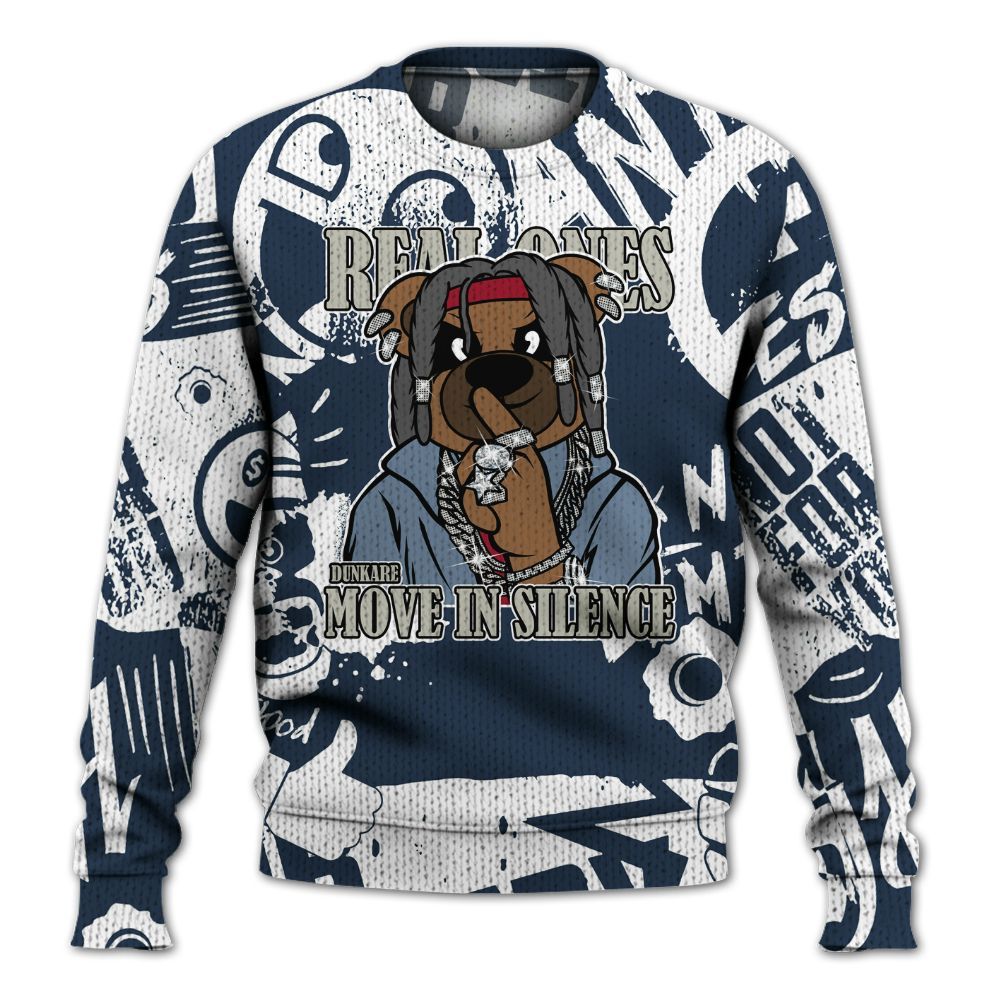 Knitted Sweater To Match Navy Blue 2024 6s - Silent Achievers Bear Monogram Graffiti