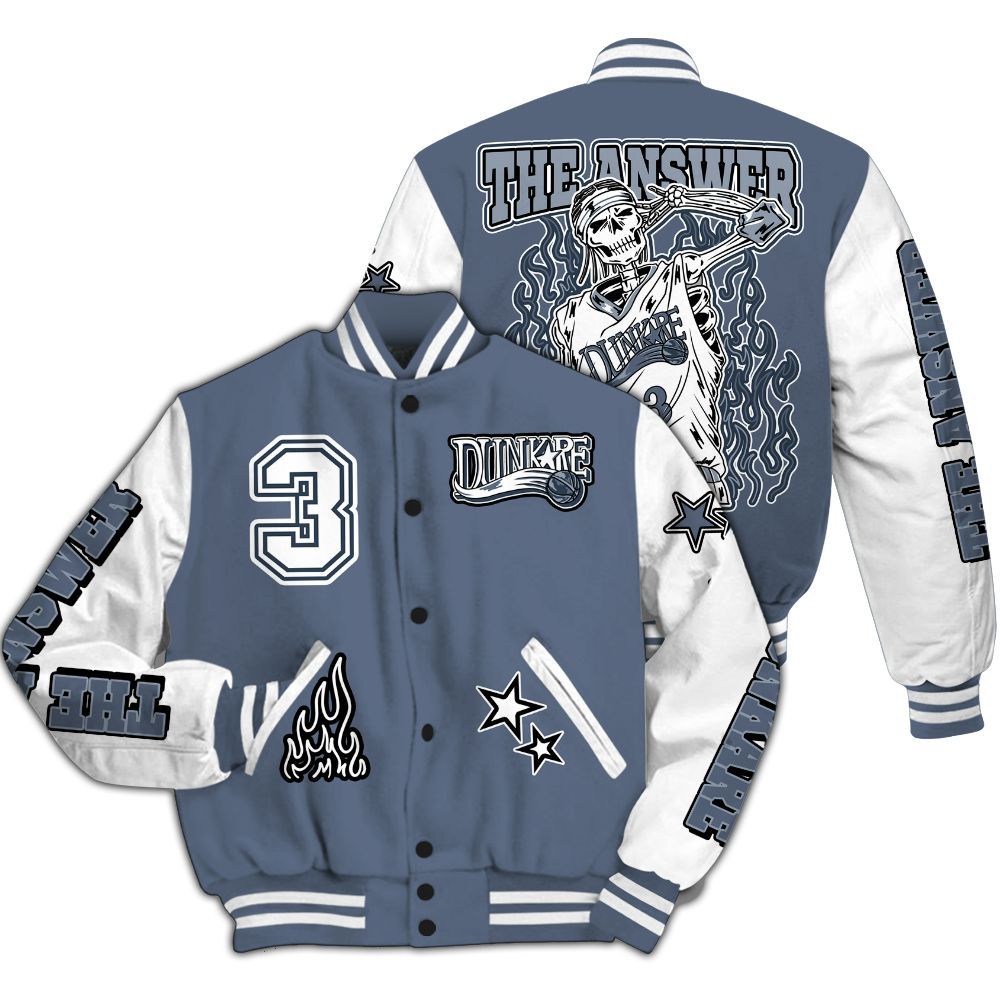 Varsity Jacket To Match Low Diffused Blue 11s - Allen Answer Skeleton All Over Print