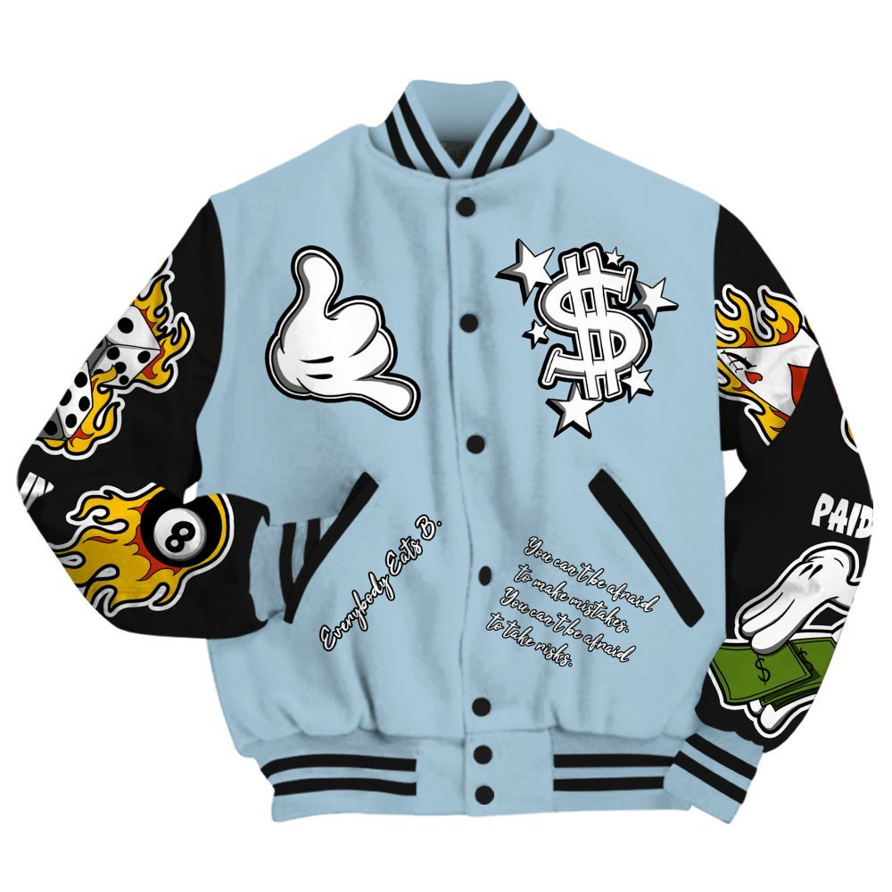 Varsity Jacket To Match Chambray 7s - Everybody Paid In Full Graphic All Over Print