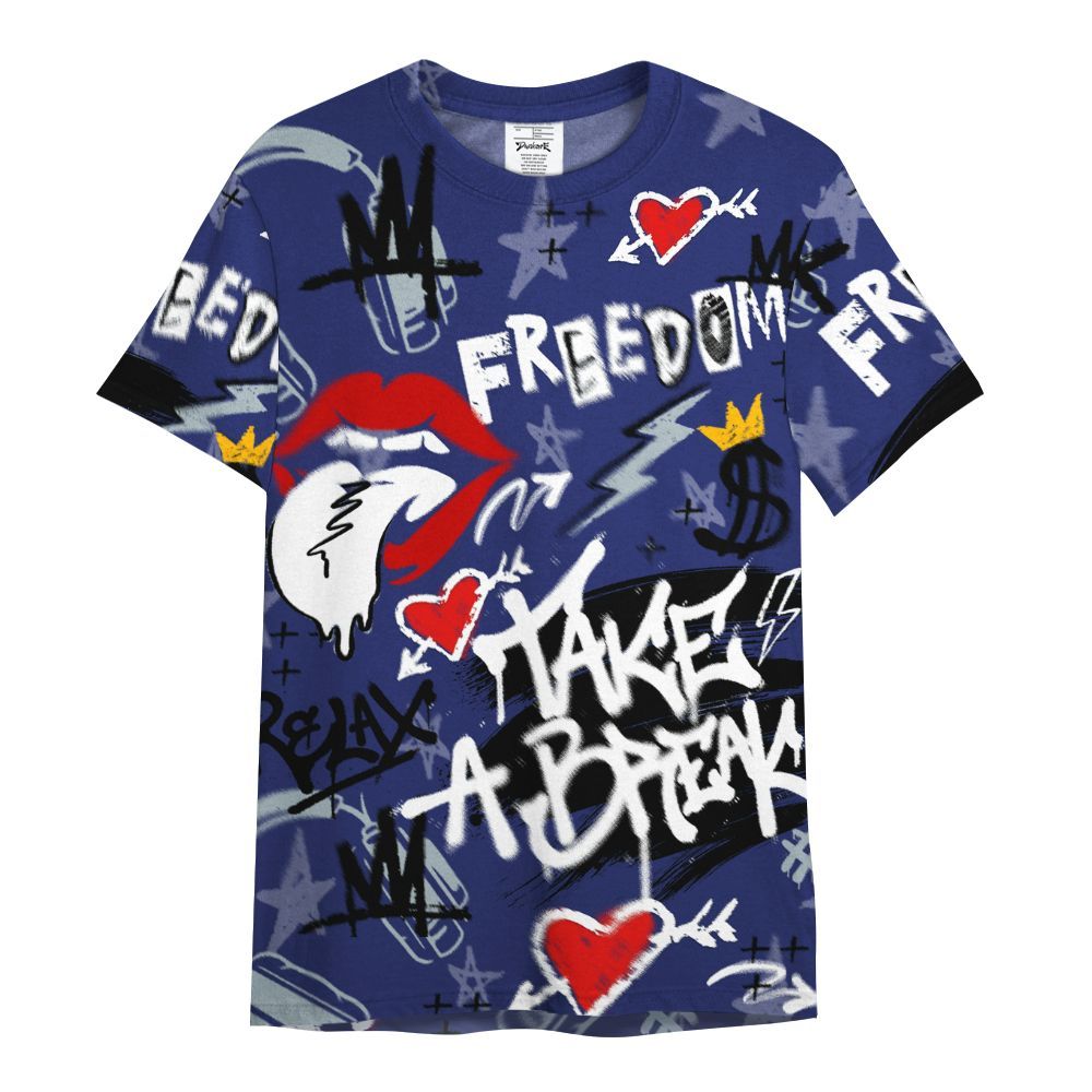 Shirt To Match Midnight Navy 11s - Take Break Freedom Graffiti Streetwear All Over Print