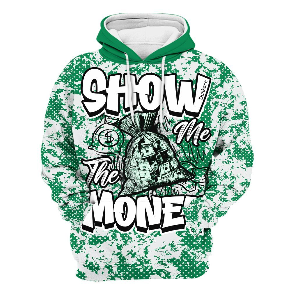 Hoodie To Match Mid Lucky Green 1s - Show Me The Money Retro All Over Print