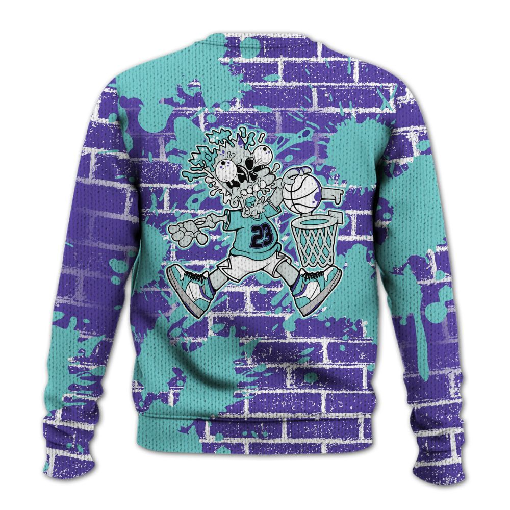 Knitted Sweater To Match Low Hornets 1s - 85's Dunks Graphic Halloween