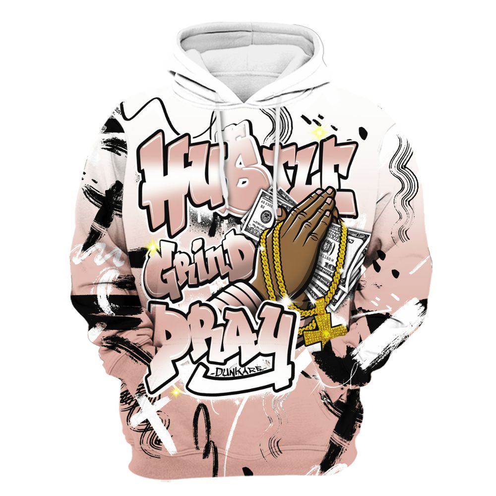 Hoodie To Match Dunk Low Pink Velvet - Money Hustle Grind Pray All Over Print