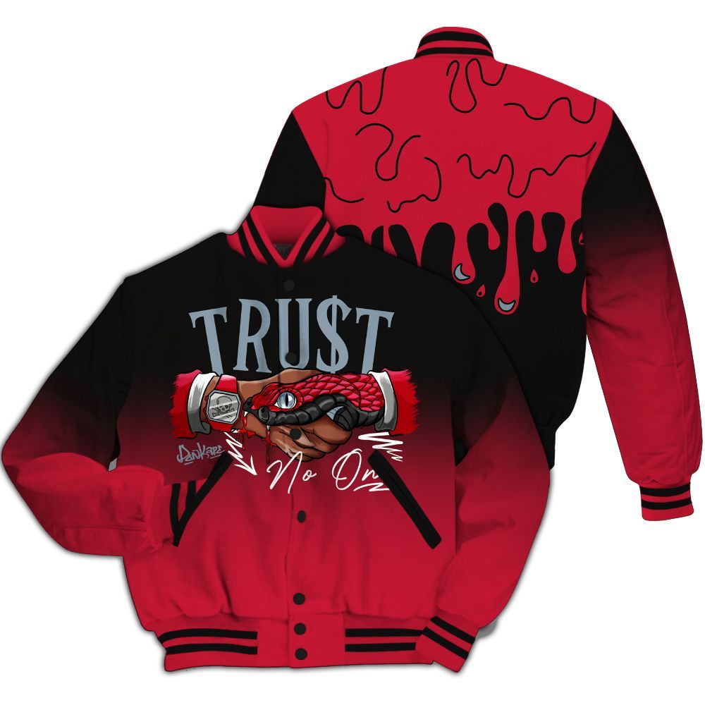 Varsity Jacket To Match Retro Infrared Salesman 6s - Trust No One Drip All Over Print