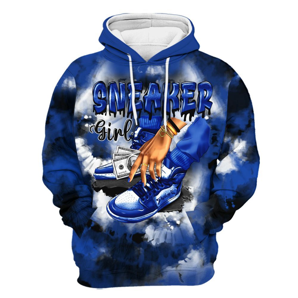 Hoodie To Match Air Foamposite One Royal - SNEAKER Girl Money Drip Tie Dye All Over Print