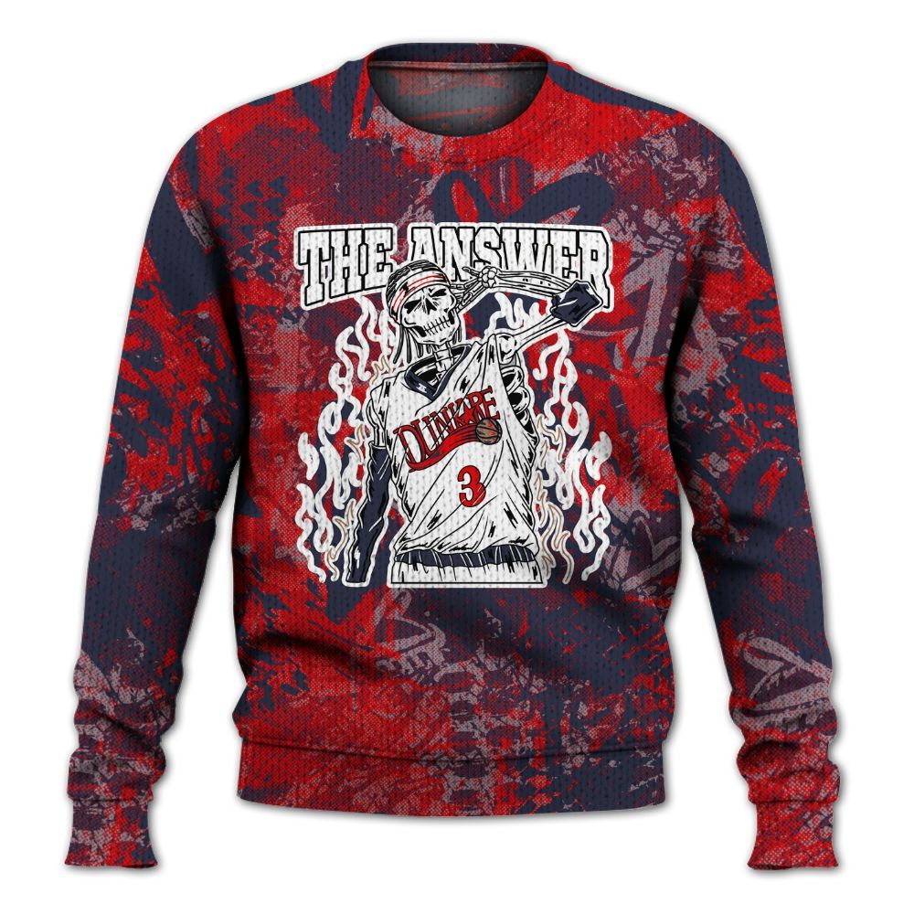 Knitted Sweater To Match Low OG Howard Bison 1s - Allen Answer Skeleton Heart