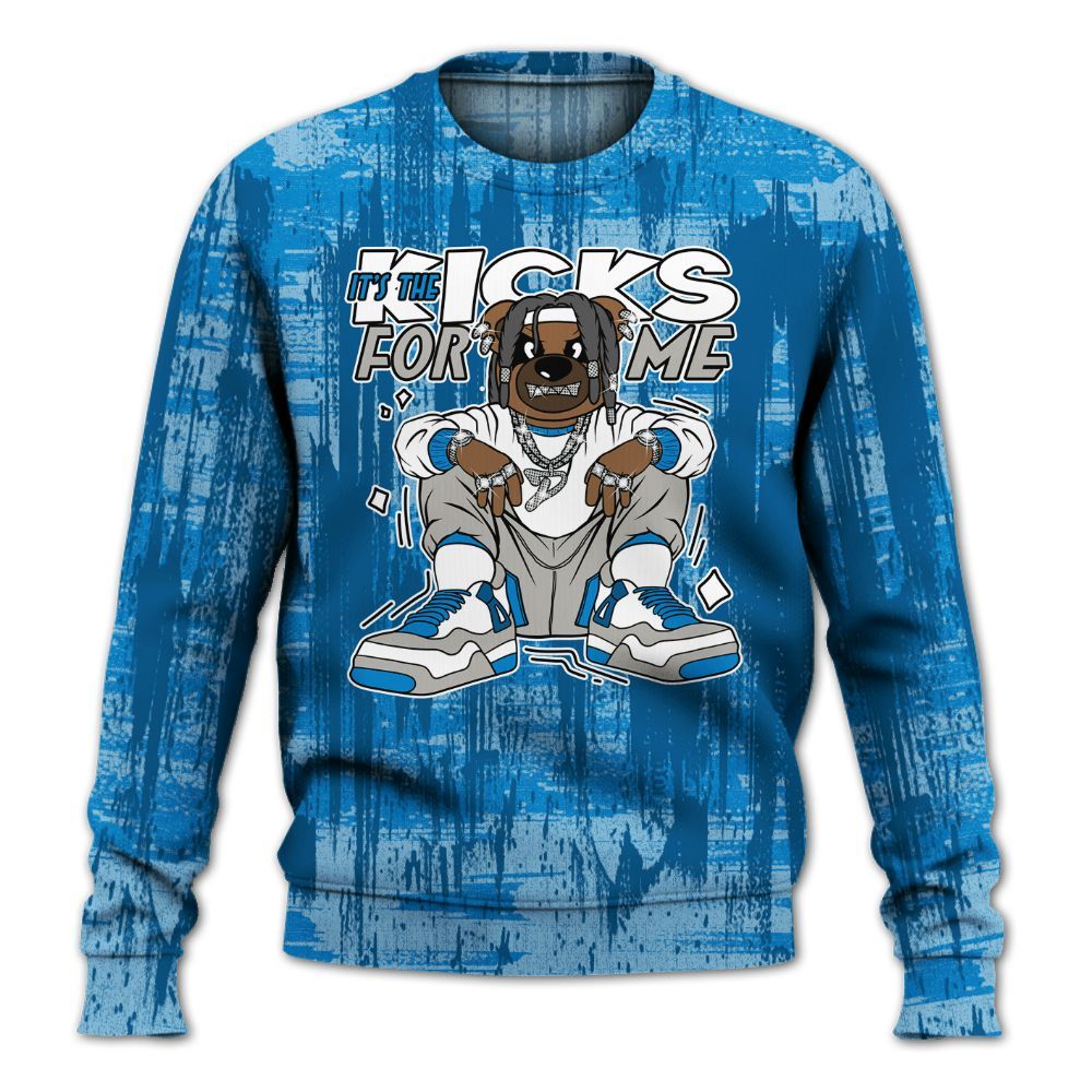 Sweatshirt To Match Industrial Blue 4s - Sneakers Bear Glitch Art All Over Print