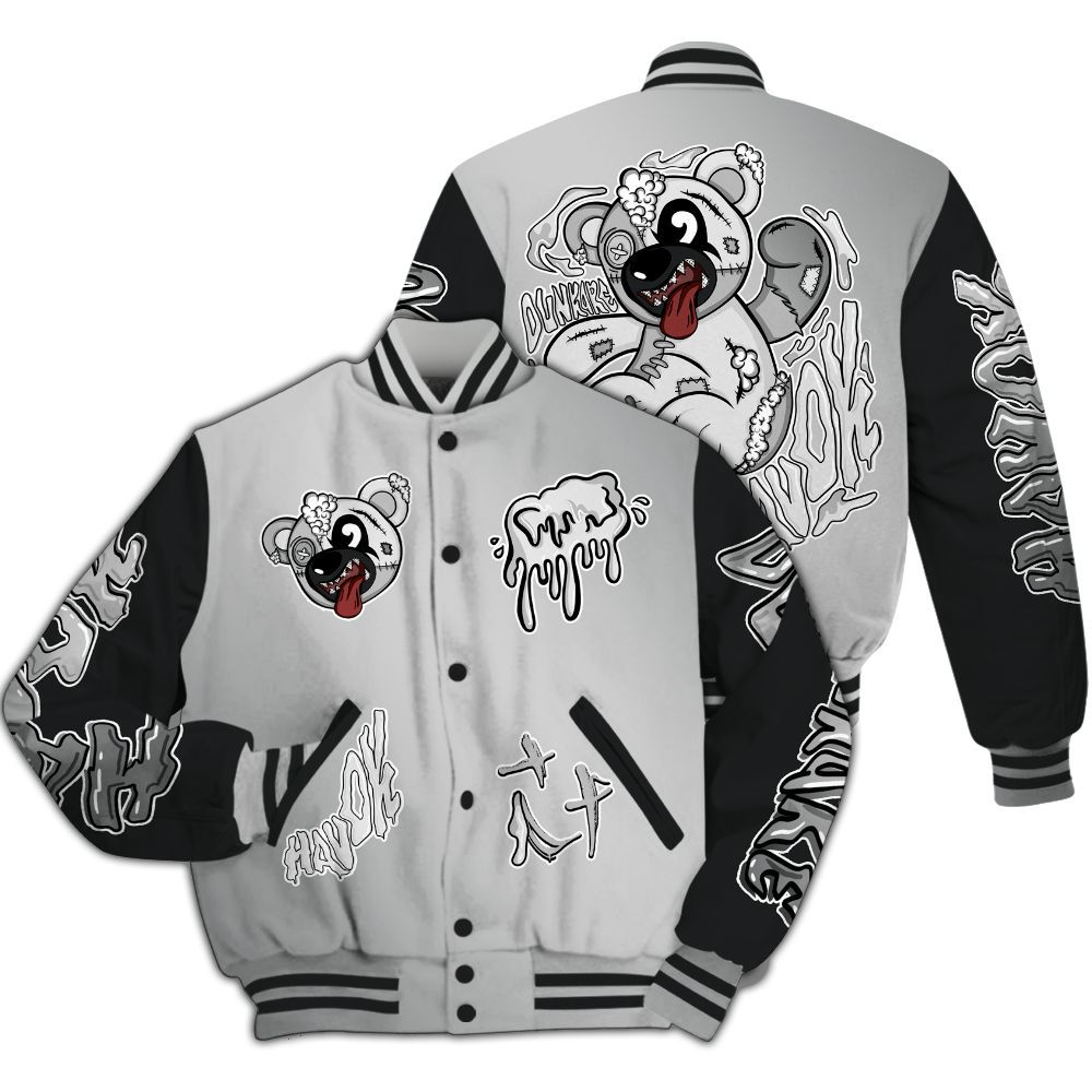 Varsity Jacket To Match Metallic Silver 14s - Havok Bear All Over Print