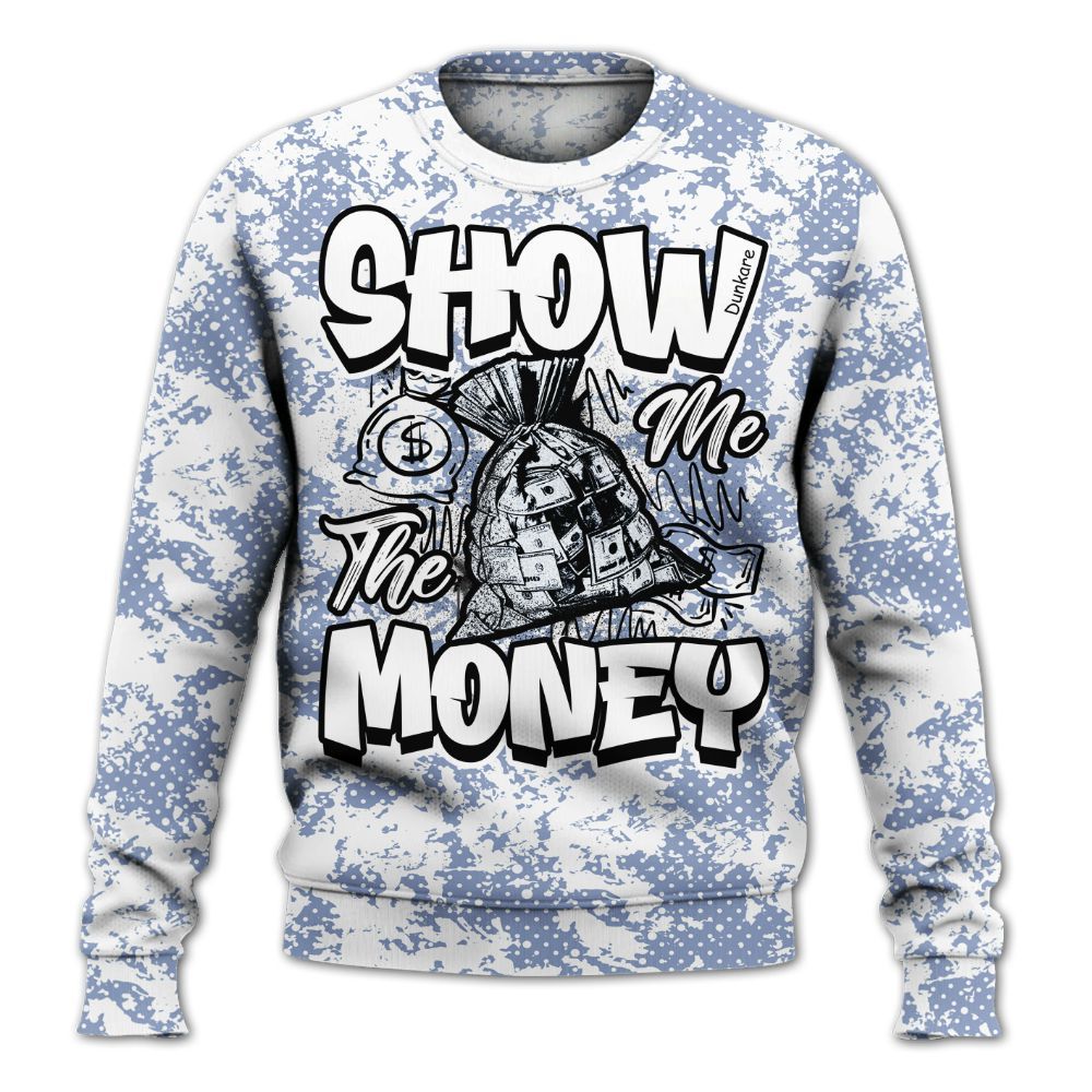Sweatshirt To Match Retro Blue Grey 13s - Show Me The Money Retro All Over Print