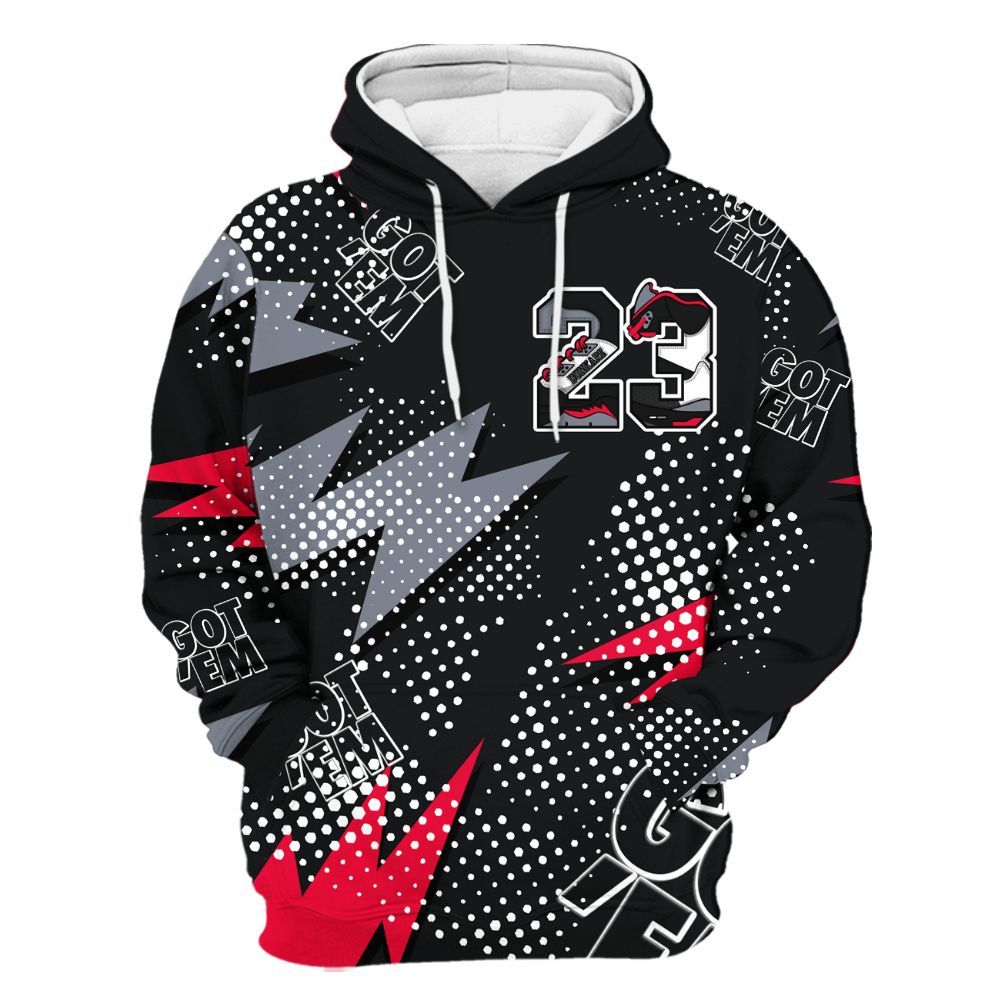 Hoodie To Match Mid Black Metallic 1s - Custom Name Number 23 5s All Over Print