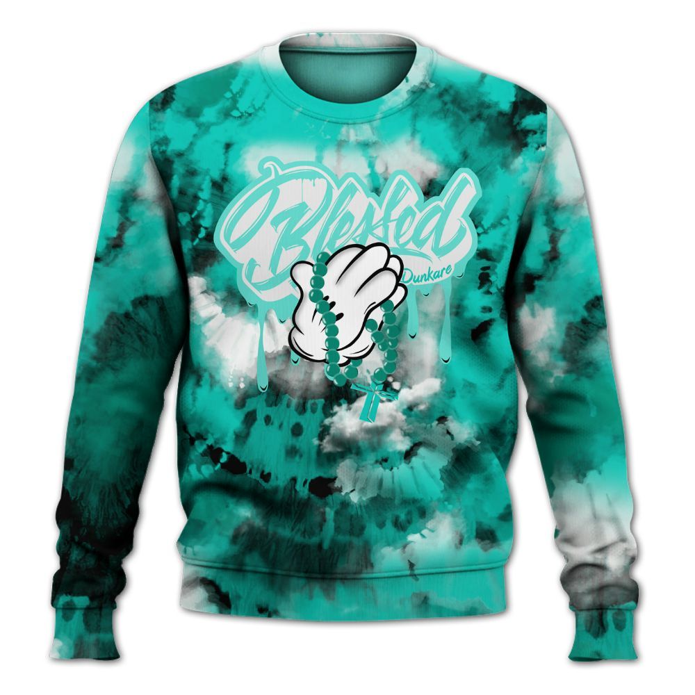 Sweatshirt To Match Dunk Low Clear Jade - God Blessed Tie Dye All Over Print