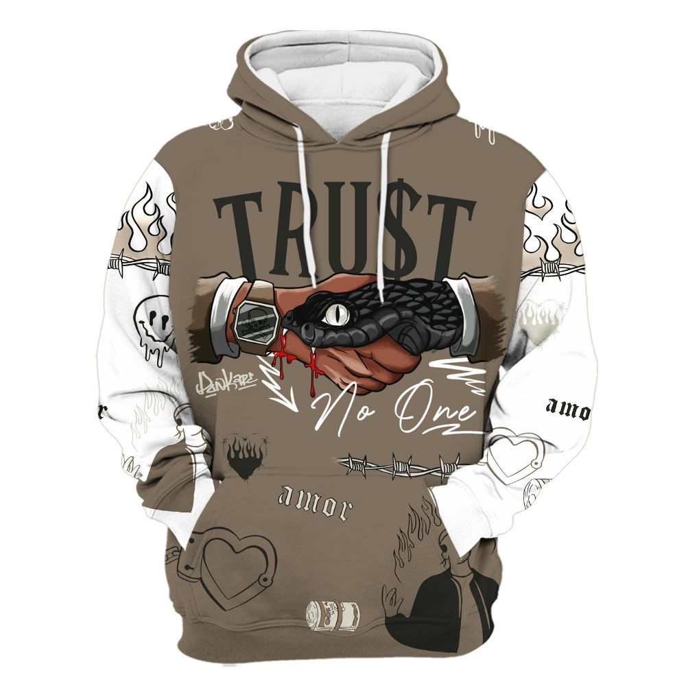 Hoodie To Match Low OG Dark Mocha 1s - Snake Trust No One All Over Print