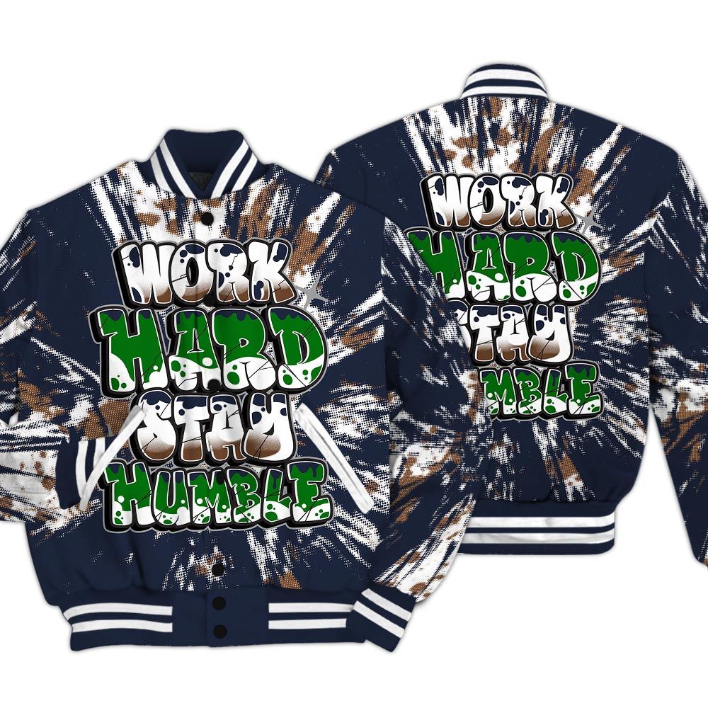 Varsity Jacket To Match Midnight Navy 13s - Working Hard And Humble Luxury Varsity Jacket Unisex