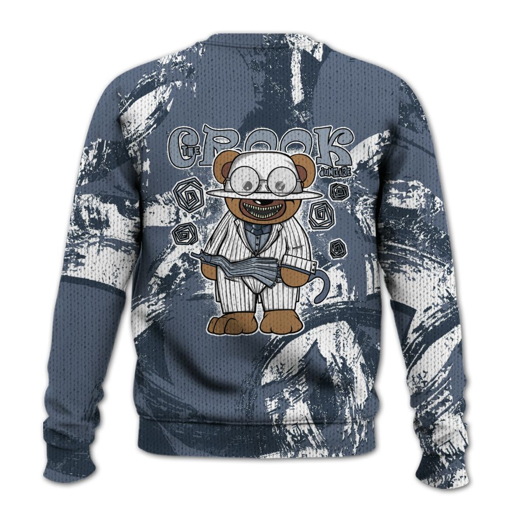 Knitted Sweater To Match Low Diffused Blue 11s - Swindler Bear Circle Slpash