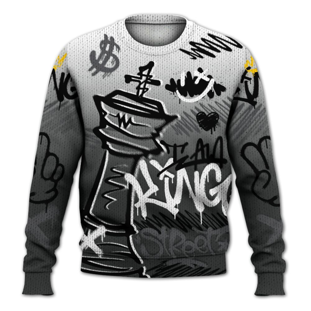 Knitted Sweater To Match White Thunder 4s - Street King Chess Streetwear