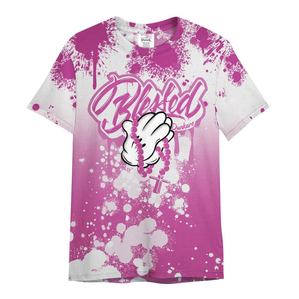 Shirt To Match Dunk Low Active Fuchsia - God Blessed Ink Drip All Over Print