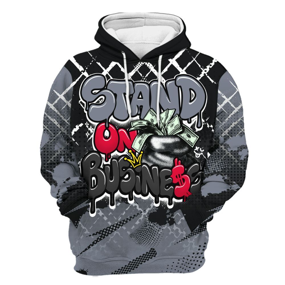 Hoodie To Match Mid Black Metallic 1s - Halftone Stand Business Dripping All Over Print