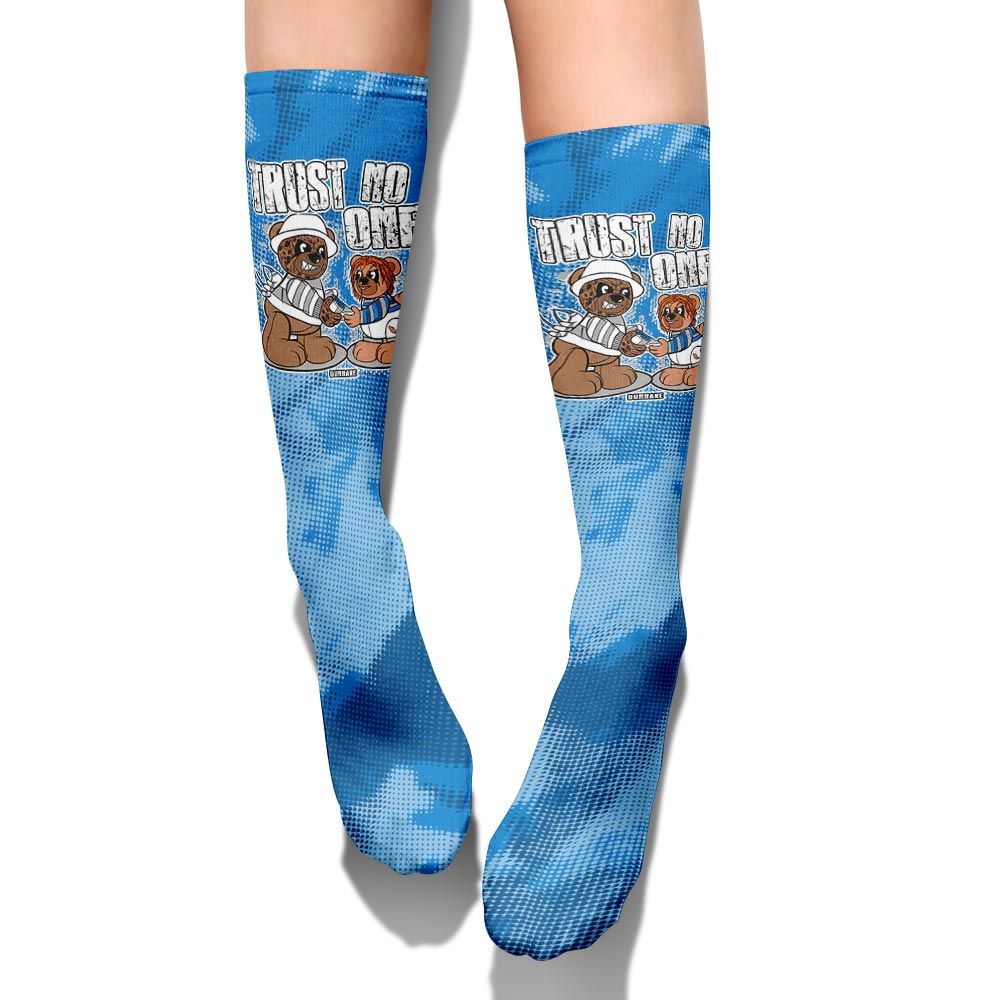 Sock To Match Military Blue 4s - Trust No One Bear Halloween Abstract Halftone