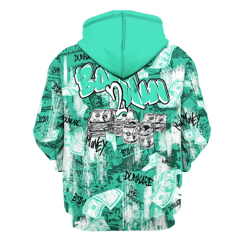Hoodie To Match Black Green Glow 3s - Born To Win Money Green Glow 3s All Over Print