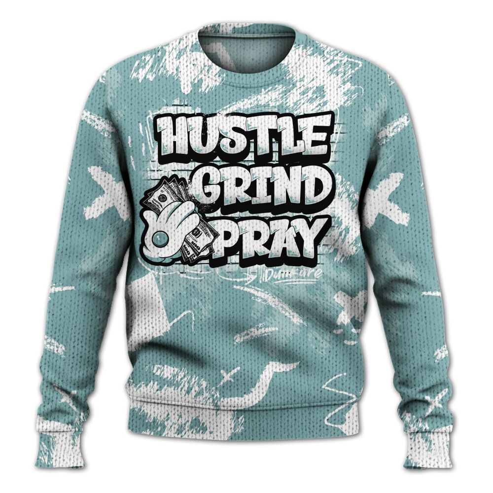 Knitted Sweater To Match Dunk Low Glacier Blue Pale Ivory - Hustle Grind Pray Retro