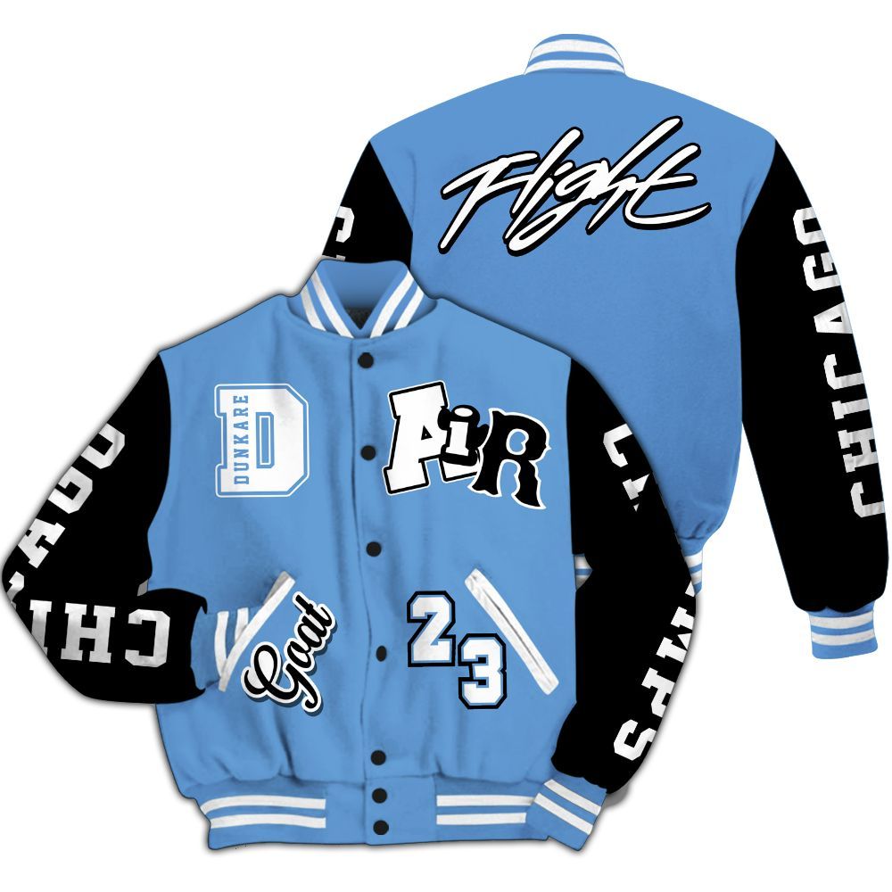Varsity Jacket To Match Black University Blue 5s - AIR Number 23 GOAT All Over Print