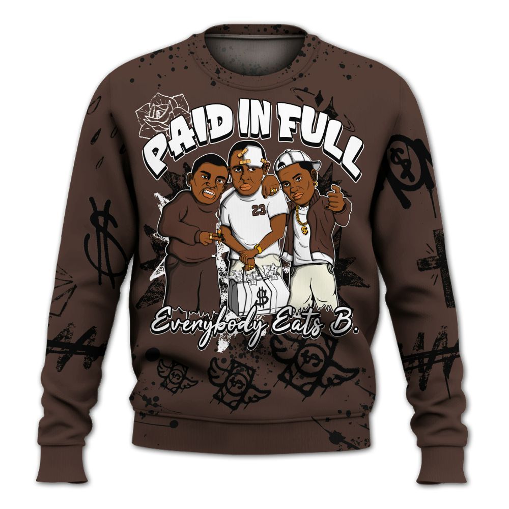 Sweatshirt To Match SoleFly Cafecito 12s - Everybody Paid In Full Crayon All Over Print