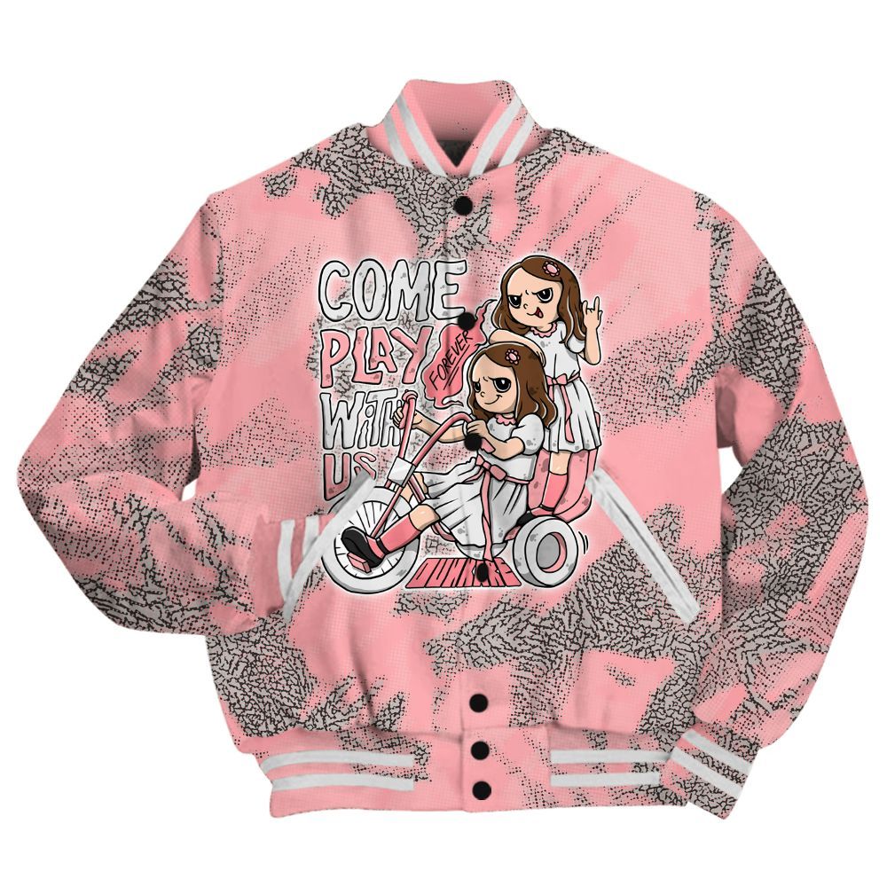 Varsity Jacket To Match Retro Wings 3s Shirt - Come Hangout Halloween Abstract Halftone All Over Print