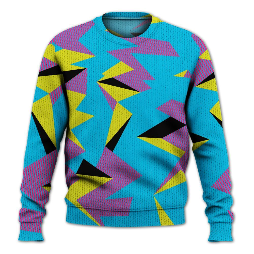 Knitted Sweater To Match Tokyo Nights Stewie 3s - Geometric Camouflage Pattern