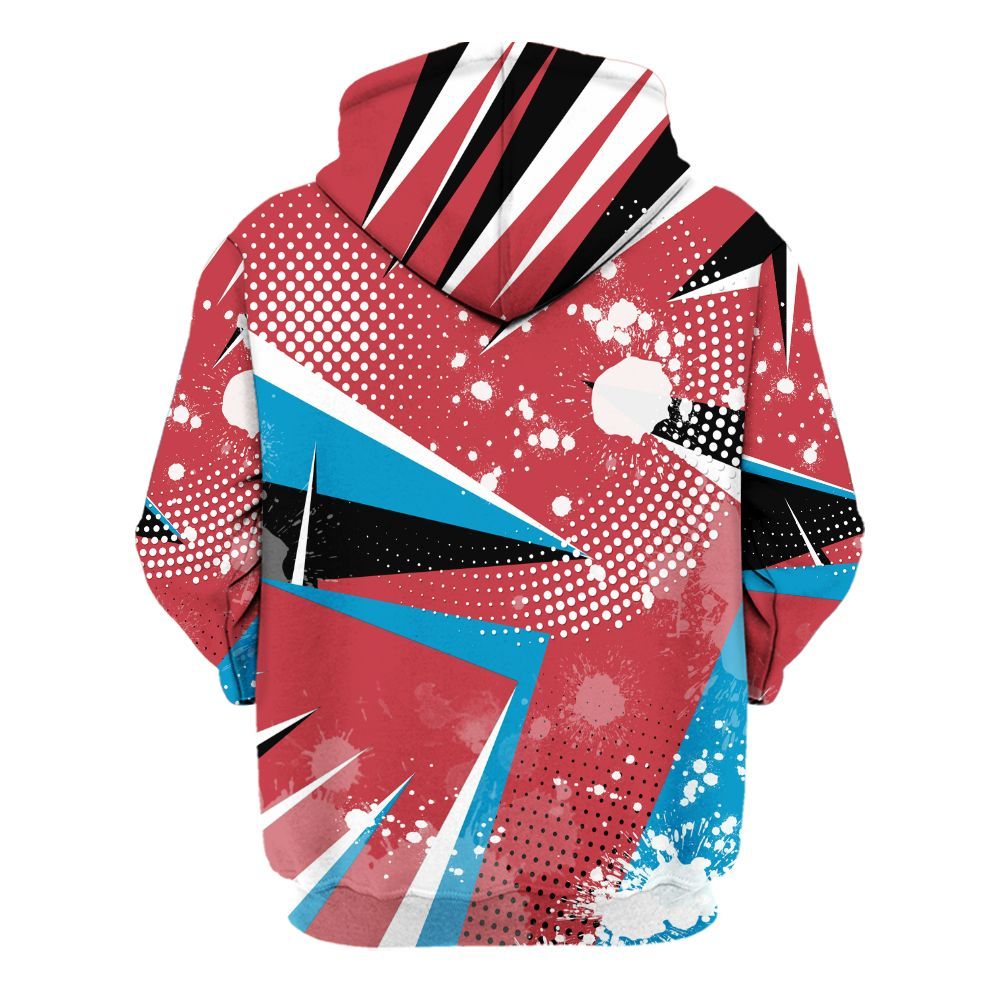 Hoodie To Match High OG University Red Dark Powder Blue 1s - Poly Trust No One Dripping All Over Print