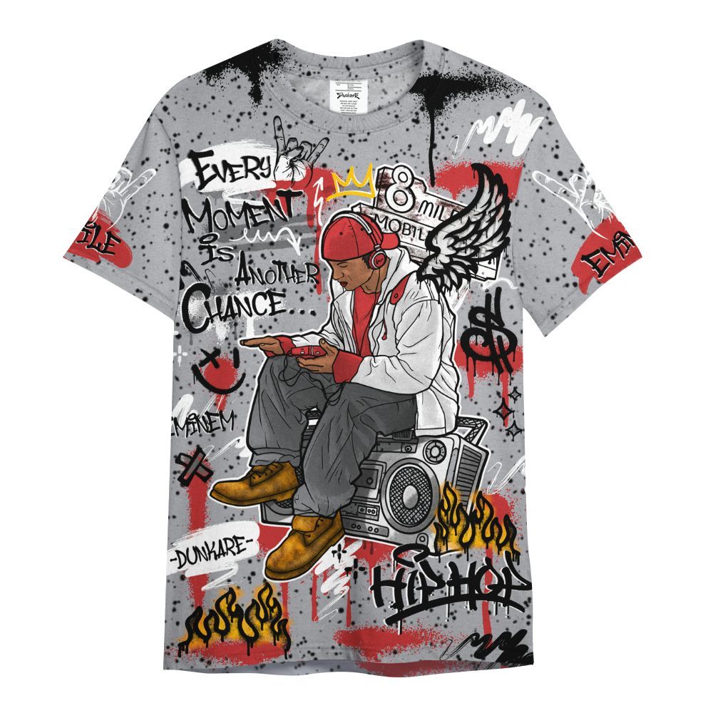 Shirt To Match White Cement 4s - 8Mile Movie Graffiti All Over Print