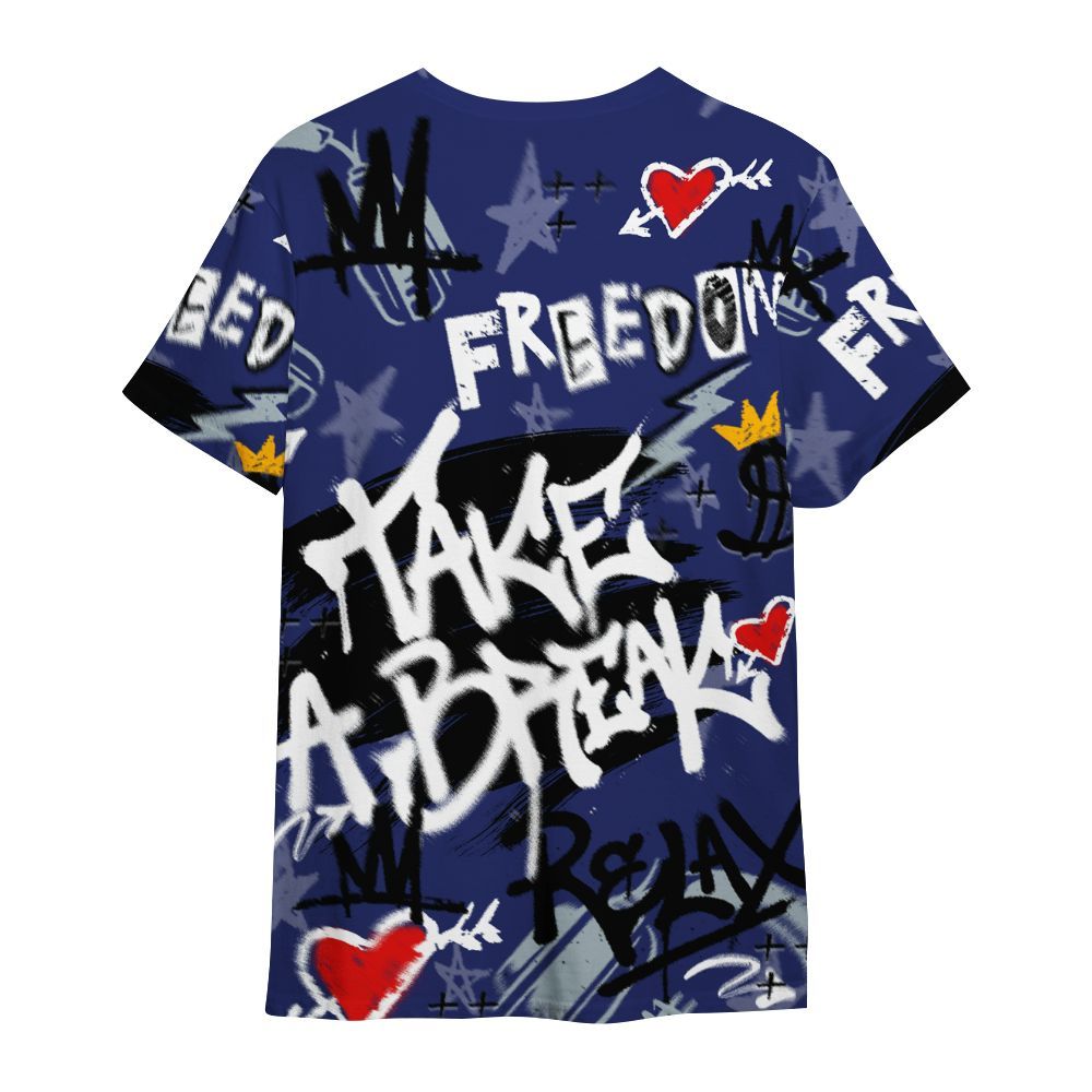 Shirt To Match Midnight Navy 11s - Take Break Freedom Graffiti Streetwear All Over Print