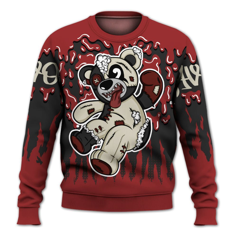 Sweatshirt To Match High 85 Bred 1s - Havok Bear Dripping All Over Print