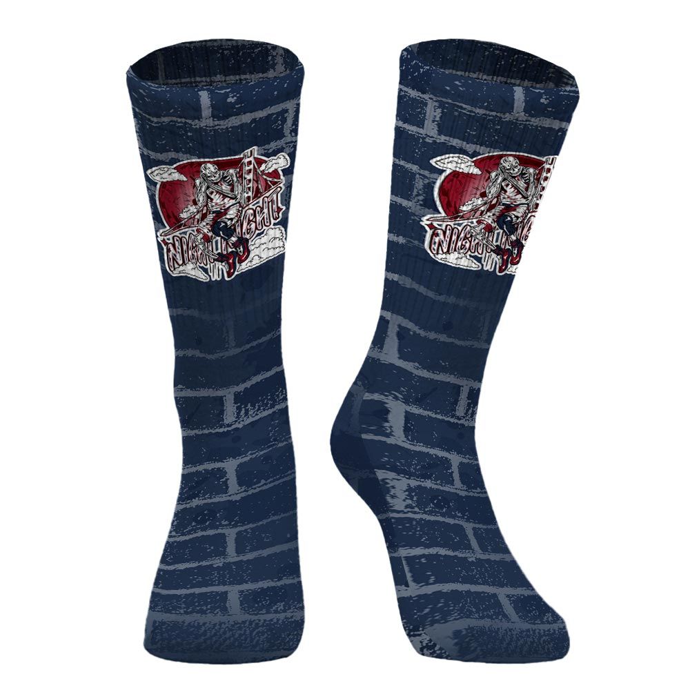 Sock To Match White Midnight Navy 6s - Seeya Skeleton Brick
