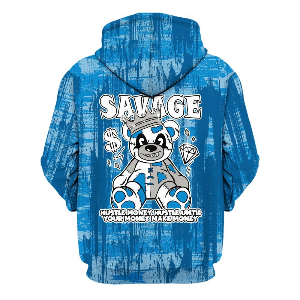 Hoodie To Match Industrial Blue 4s - Savages Bear Glitch Art All Over Print