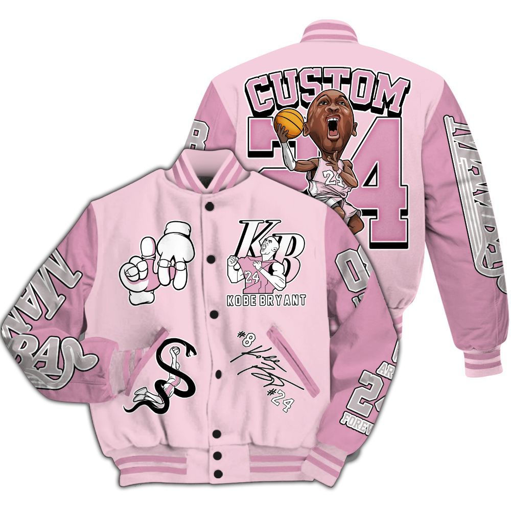Varsity Jacket To Match Orchid 4s Shirt Varsity Jacket- Legend 24 Snake Mamba Graphic Custom Name All Over Print