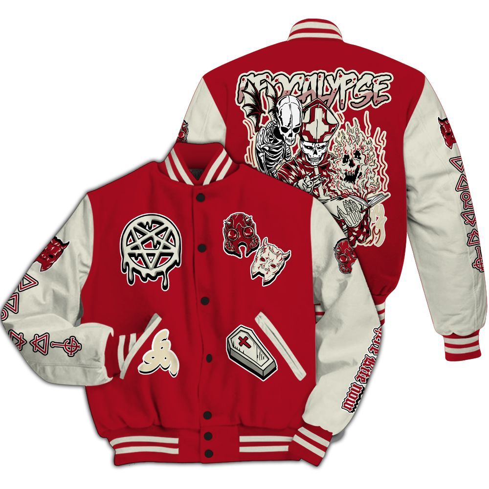 Varsity Jacket To Match 2025 High OG Cinnabar 1s - Apocalypse Skeleton All Over Print