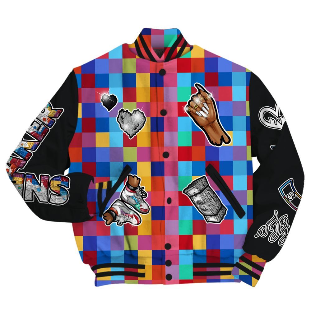 Varsity Jacket To Match Air Rainbow Weave - Sneakerz Girlz All Over Print