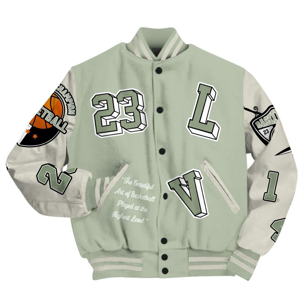 Varsity Jacket To Match Seafoam Sail 4s - The GOAT Got Em Retro Graphic All Over Print