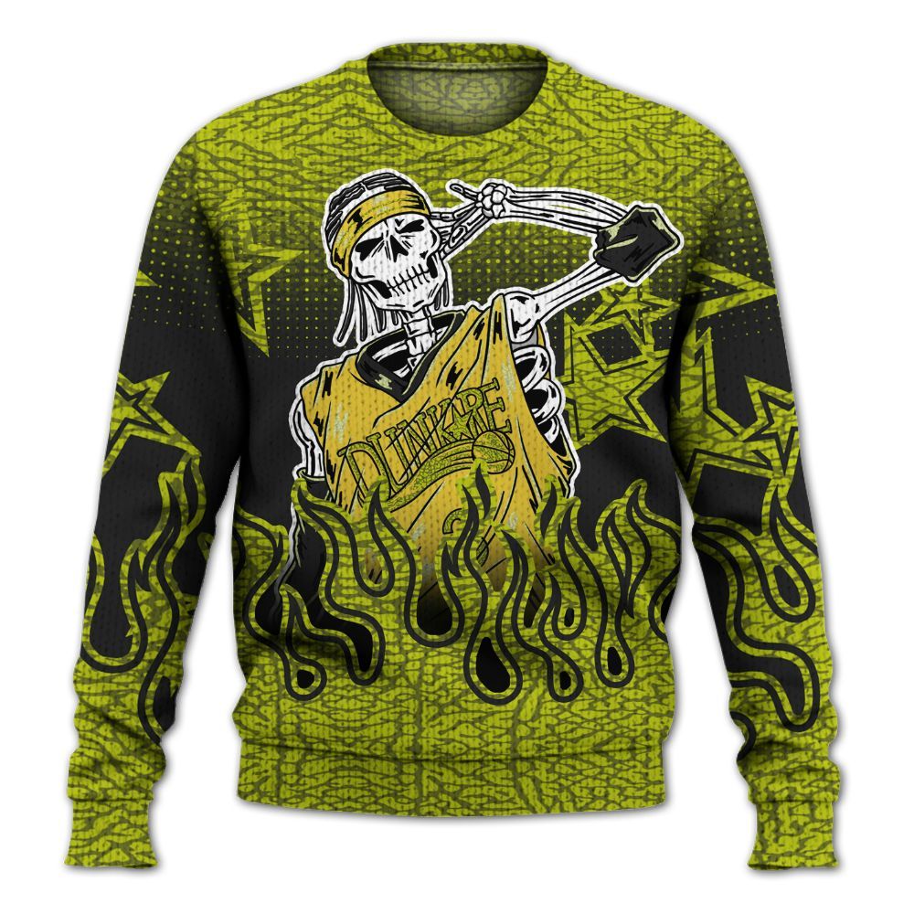 Knitted Sweater To Match Dunk Low QS Halloween Skull - Allen Answer Unique Fire Custom Name