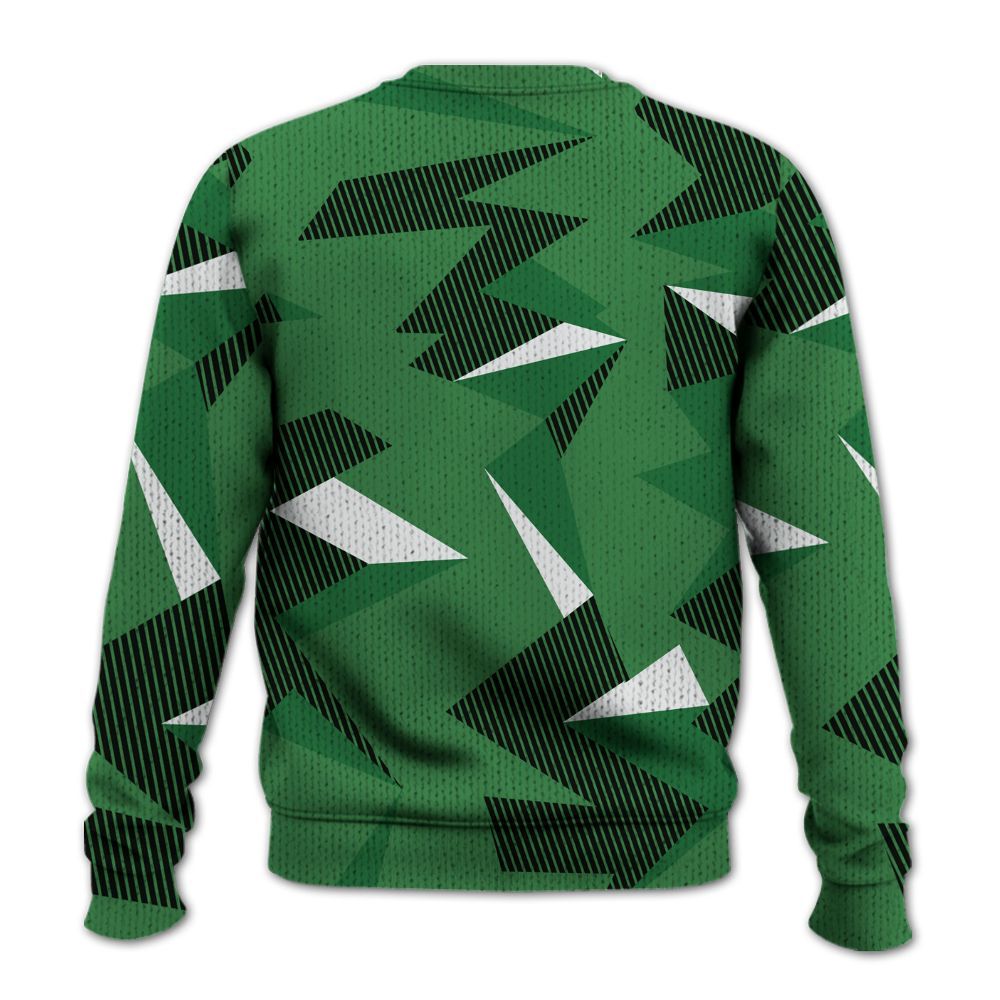 Knitted Sweater To Match Lucky Green 1s - Geometric Camouflage Pattern